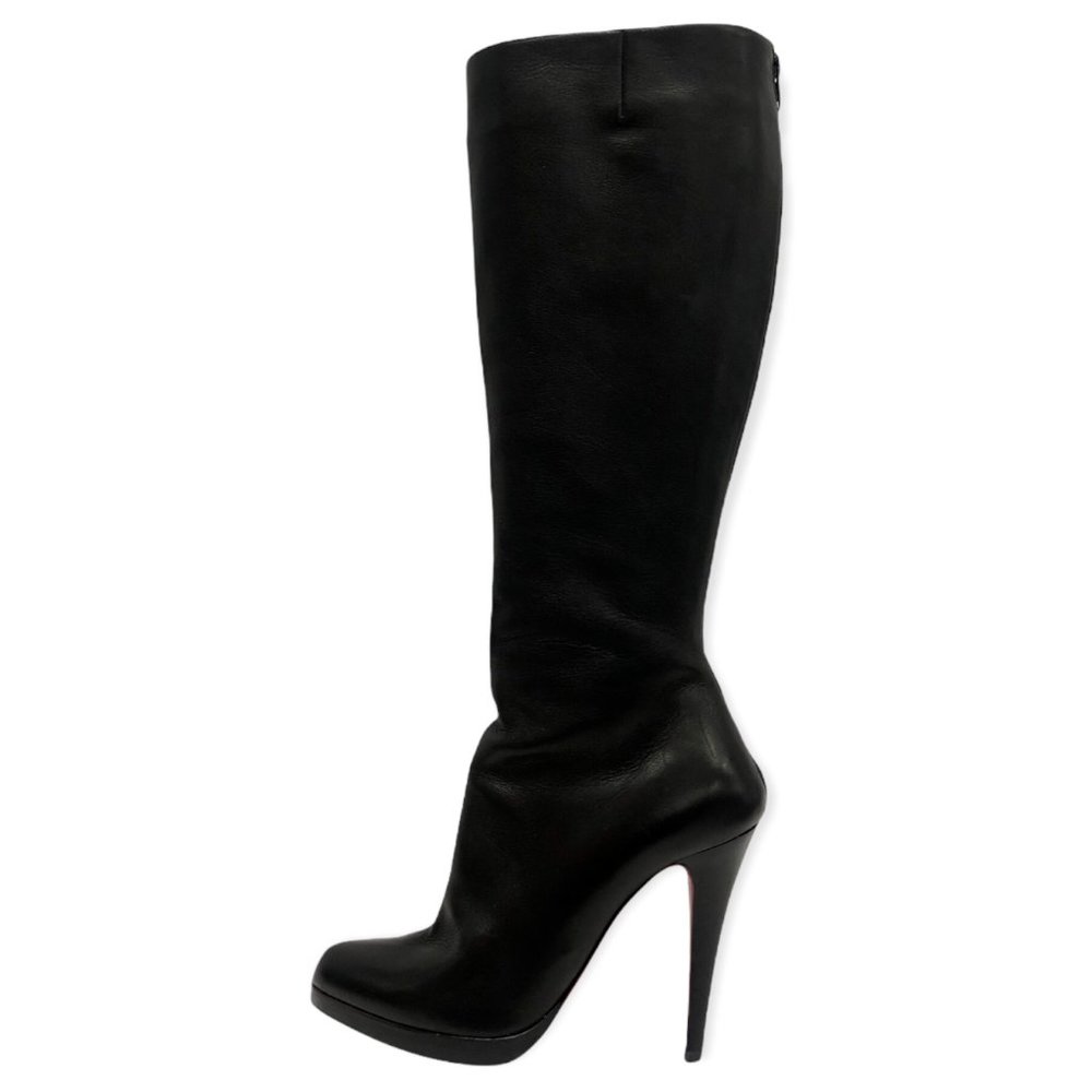 Christian Louboutin Black Knee-High Tall Leather Stiletto Boots size 36.5/6.5